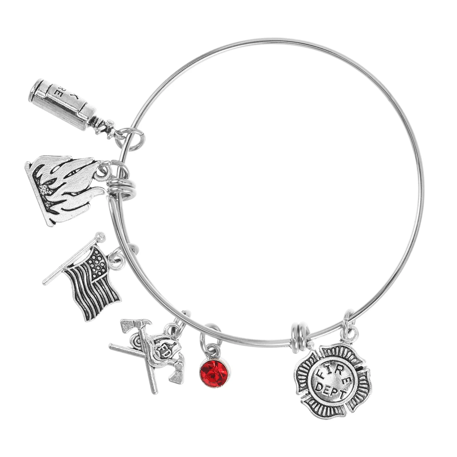 

1pcs Firefighter Bangle Bracelet Adjustable Stainless Steel Men Women Jewelry Gift For Dad Mom Wife Daughter Firefighter Family