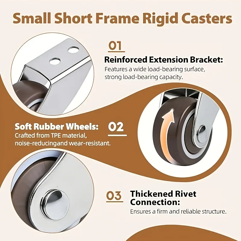 4 Sizes Silent Furniture Caster Side Mounted Mobile Door Support Moving Wheel Home Furniture Table Chair Sofa Directional Roller