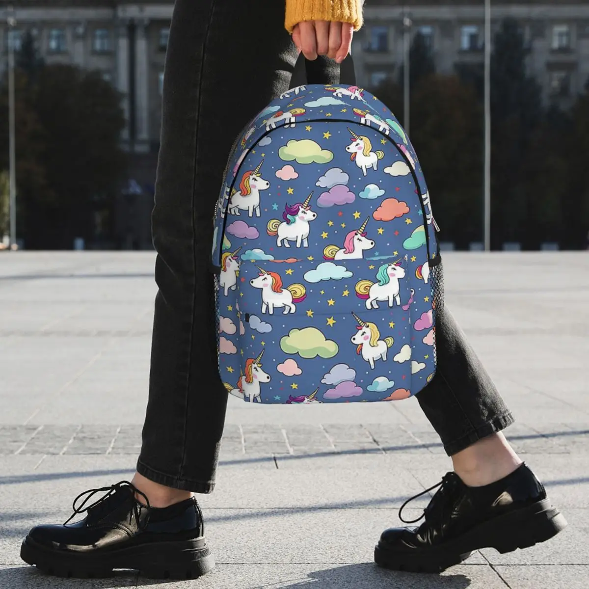 Unicorn Cartoon Design Cute Unicorn Illustration Whimsical Nursery Decor Backpack BookBag School Bag Computer Shoulder Bags