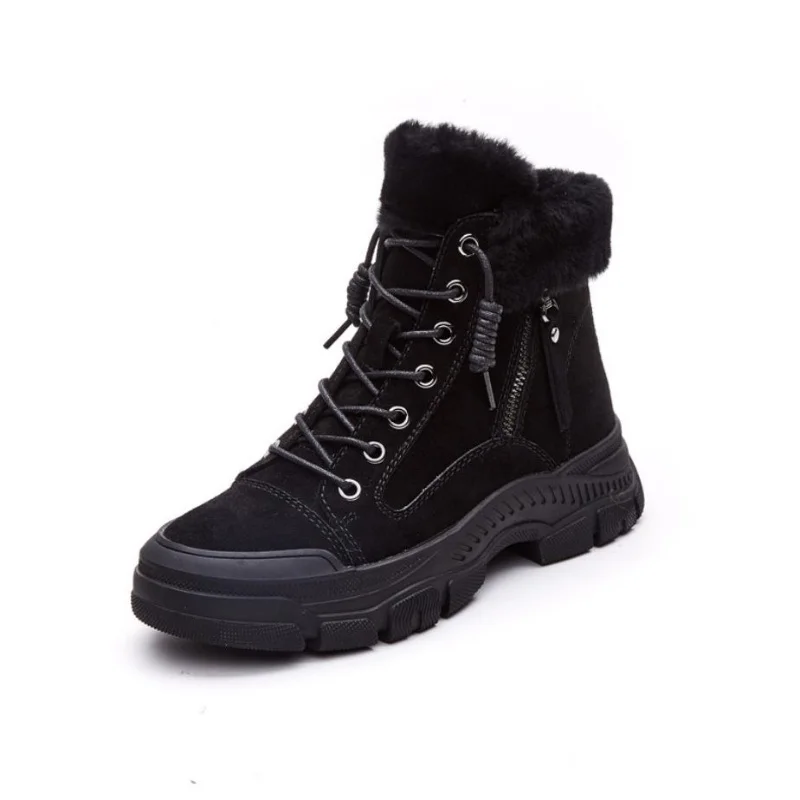 

Winter Shoes Women Snow Boots Thick Sole Warm Plush Winter Shoes Genuine Leather Suede Women Sneakers