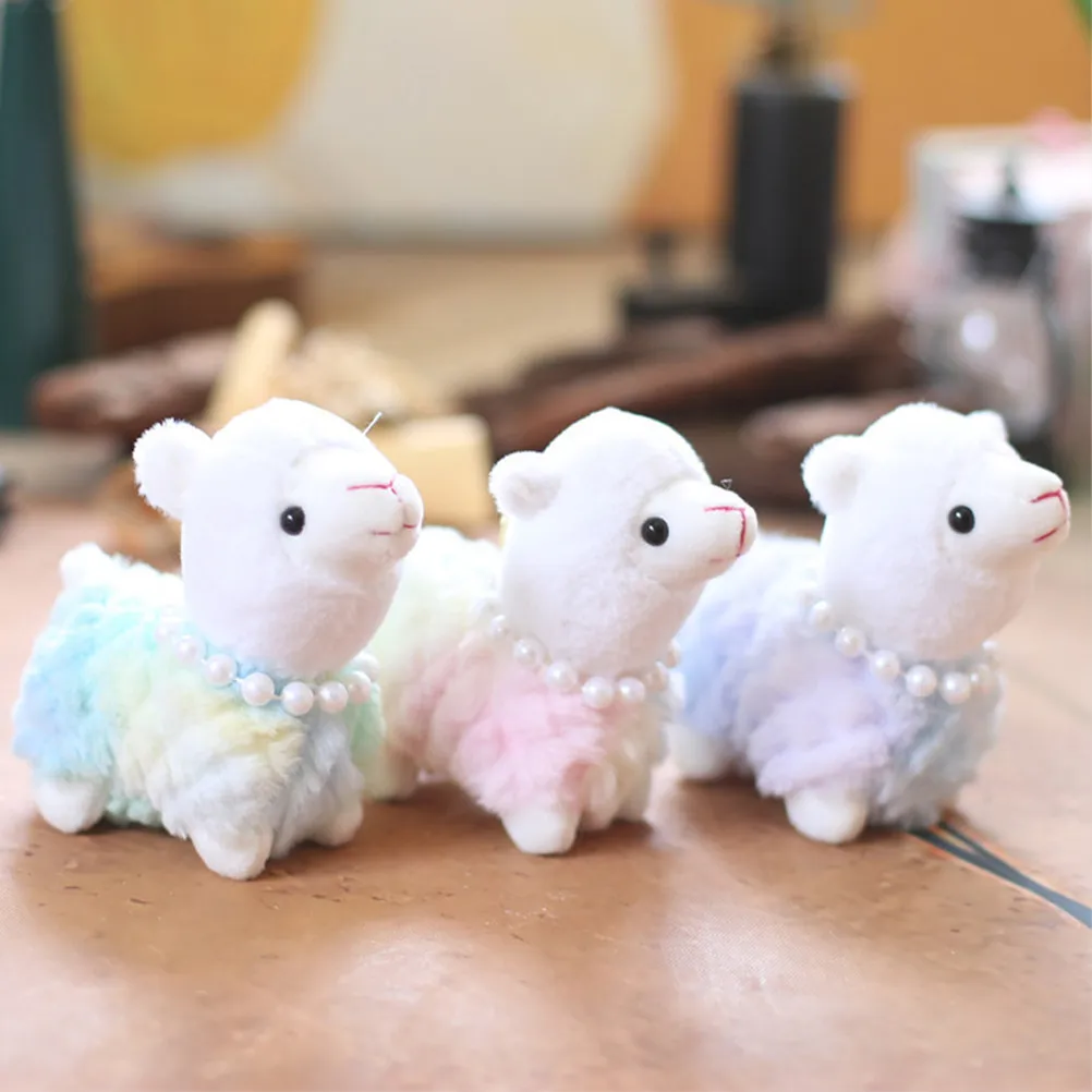 

3Pcs Lovely Alpaca Shaped Keyring Pendant Soft Stuffed Charm for Bag Suitcase Decoration Fashionable Creative Accessory