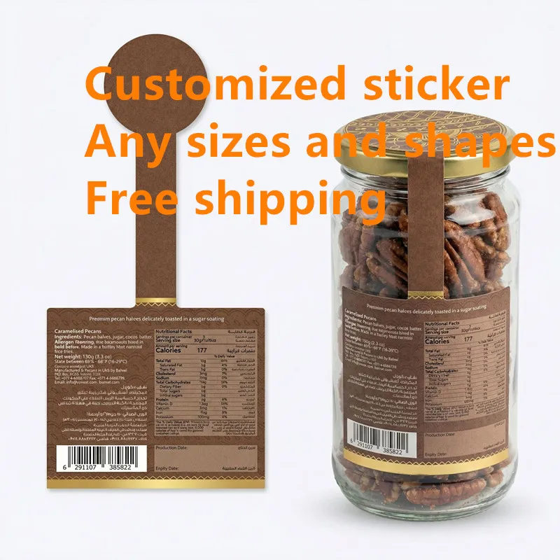 Customized Coated Paper Food Snacks Adhesive Package Front and Back Stickers Bag or Bottle Sealing Labels