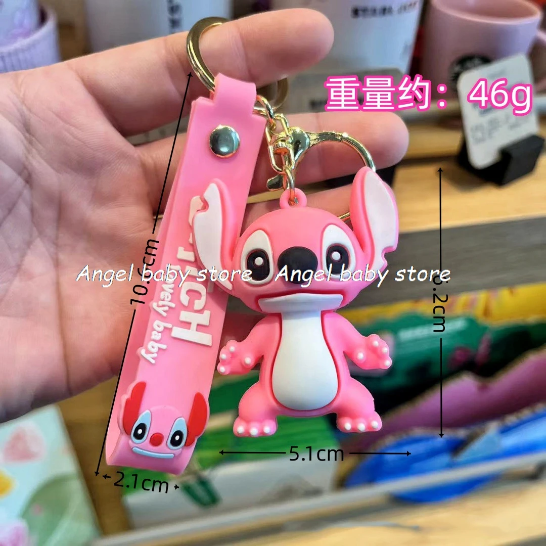 Lilo & Stitch Toys Keychian Anime Stitch Pendant Keychain Sweet Pink Angel Keychians Women Car Keyring Girl Birthday Gift