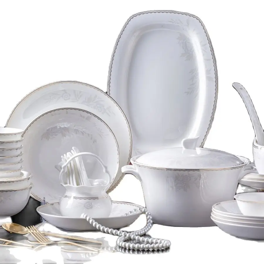

Jingdezhen Ceramic Dinnerware Set Kitchen Tableware Ceramic Plates and Dishes Bowls dish set 60pcs combination Tableware Ceramic