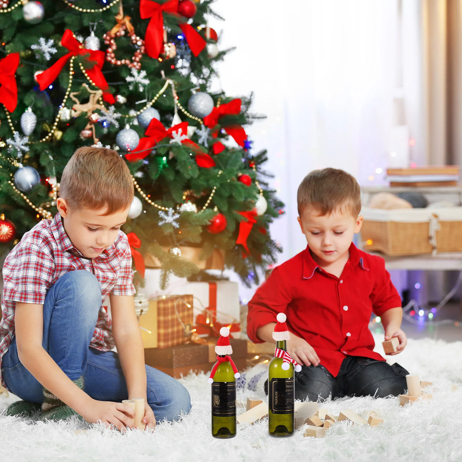 

20Pcs Mini Woolen Christmas Hats Lovely Handmade Accessories Party Decoration DIY Christmas Tree Ornament Festive Home Decor