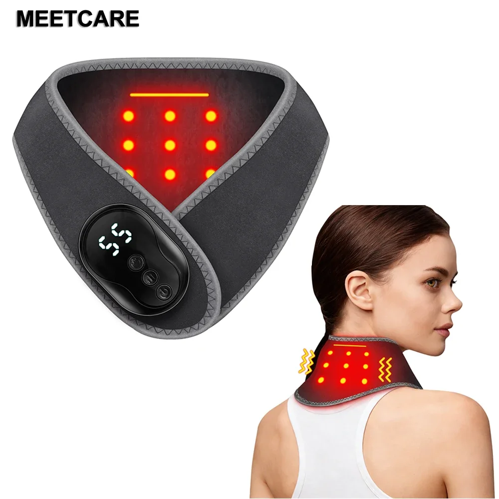 Wireless Neck Vibration Massage Wrap with Heating Electric Neck Hot Compress Protector Pad  Shoulder Warmer USB Rechargeable