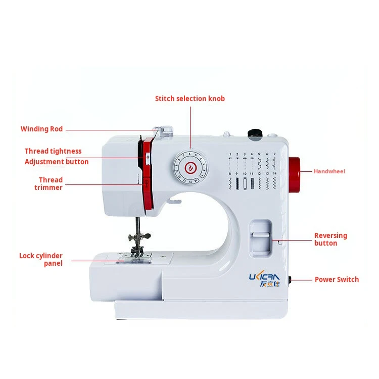 728 Desktop Electric Mini Portable Sewing Machine with 14-thread Double Needle Multifunction