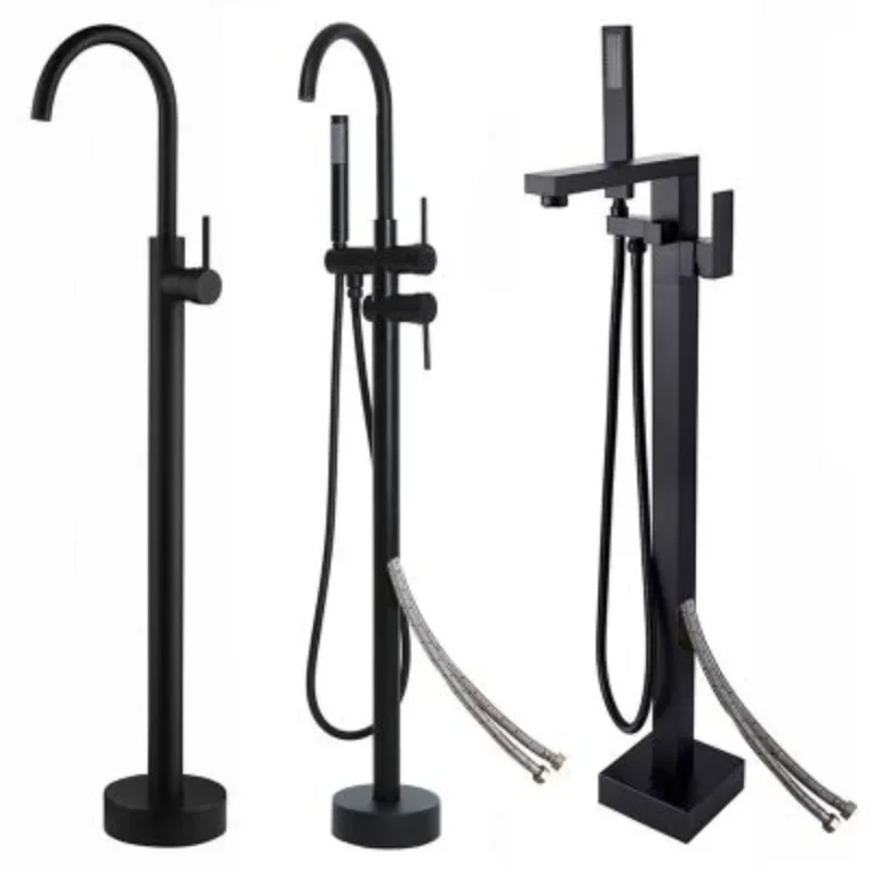 

Bathroom standing mounted freestanding bathtub faucet black