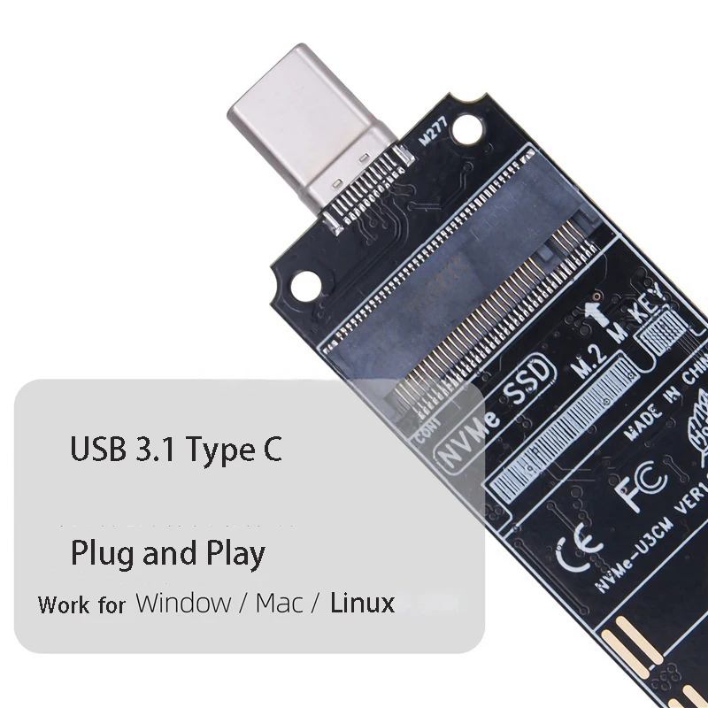 M.2 Hard Disk NVME to USB 3.1  Convert Card SSD Hard Drive to Type C Type A Extend Adapter M.2 NVME Expansion Card