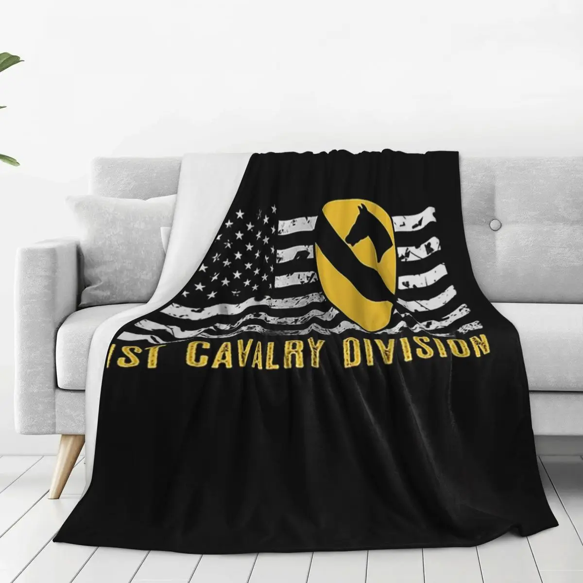 1st Cavalry Division (Distressed Flag) Blankets Fleece Multi-function Throw Blankets Sofa For Home Bedroom Throws Bedspread