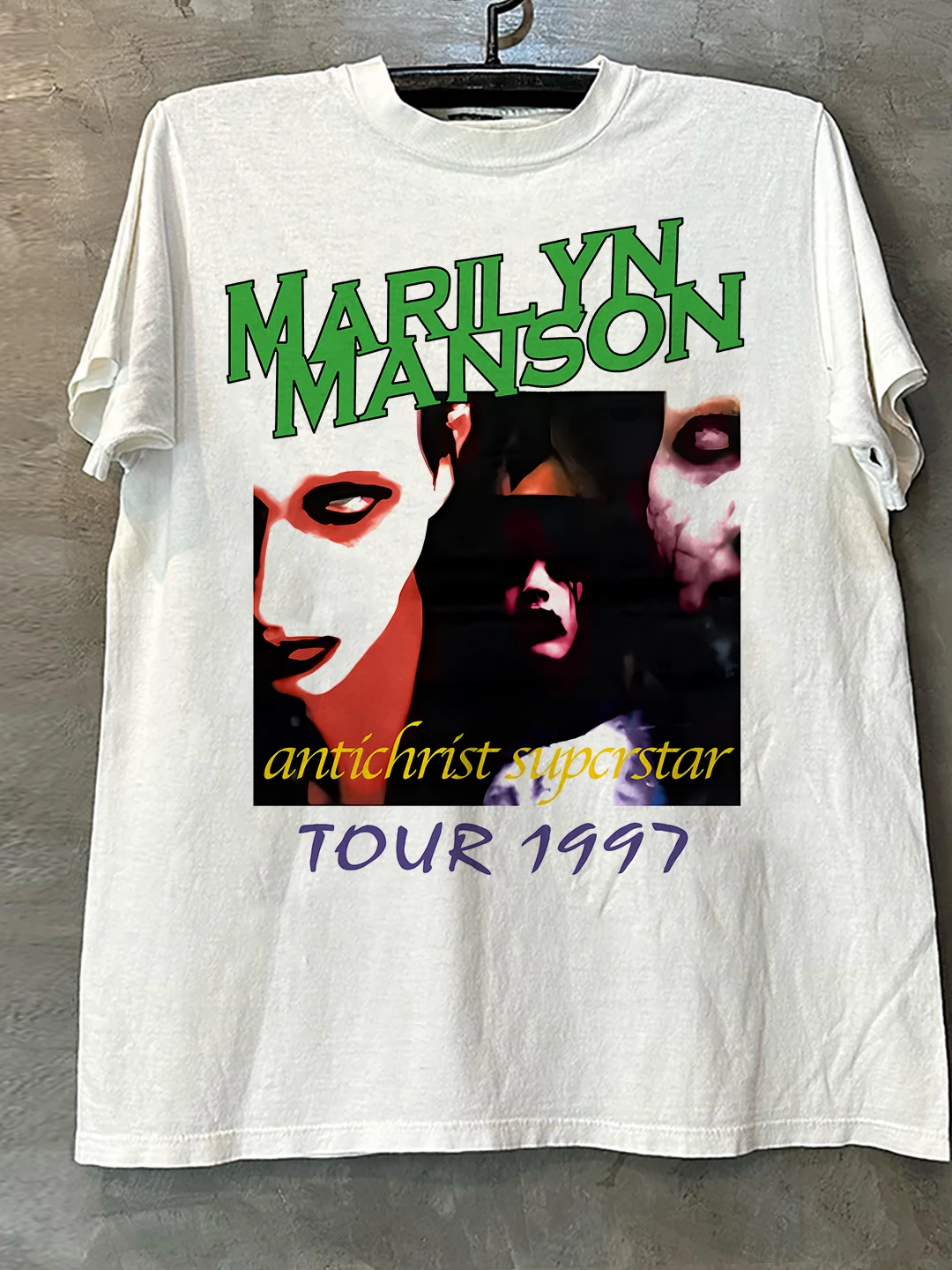 Marilyn Manson American Dark Short Sleeve T-Shirt Vintage Gothic Retro Rock Pure Cotton Half Sleeve Breathable Casual Tee