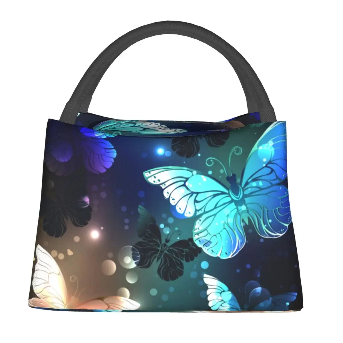 

Night Butterfly Lunch Bag Ombre Animal Print Leisure Lunch Box School Portable Tote Handbags Waterproof Custom Cooler Bag