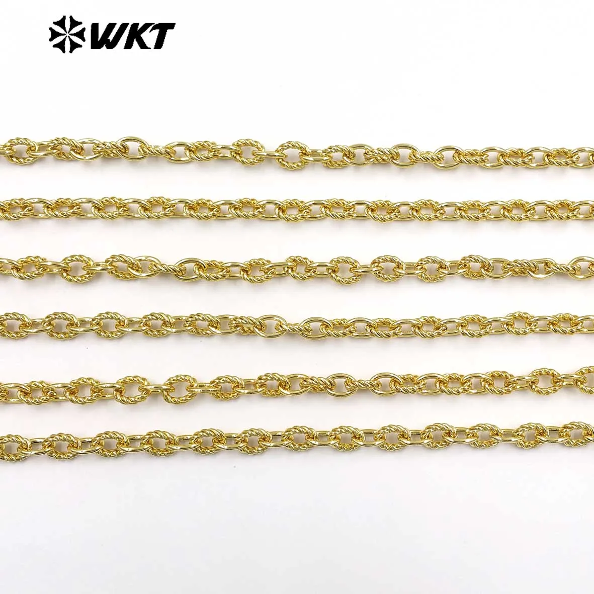 WT-BC277 Exquisite 18K Gold Electroplated On Yellow Brass Small Circles Metal Link Chain For Simple Style Bracelets Making