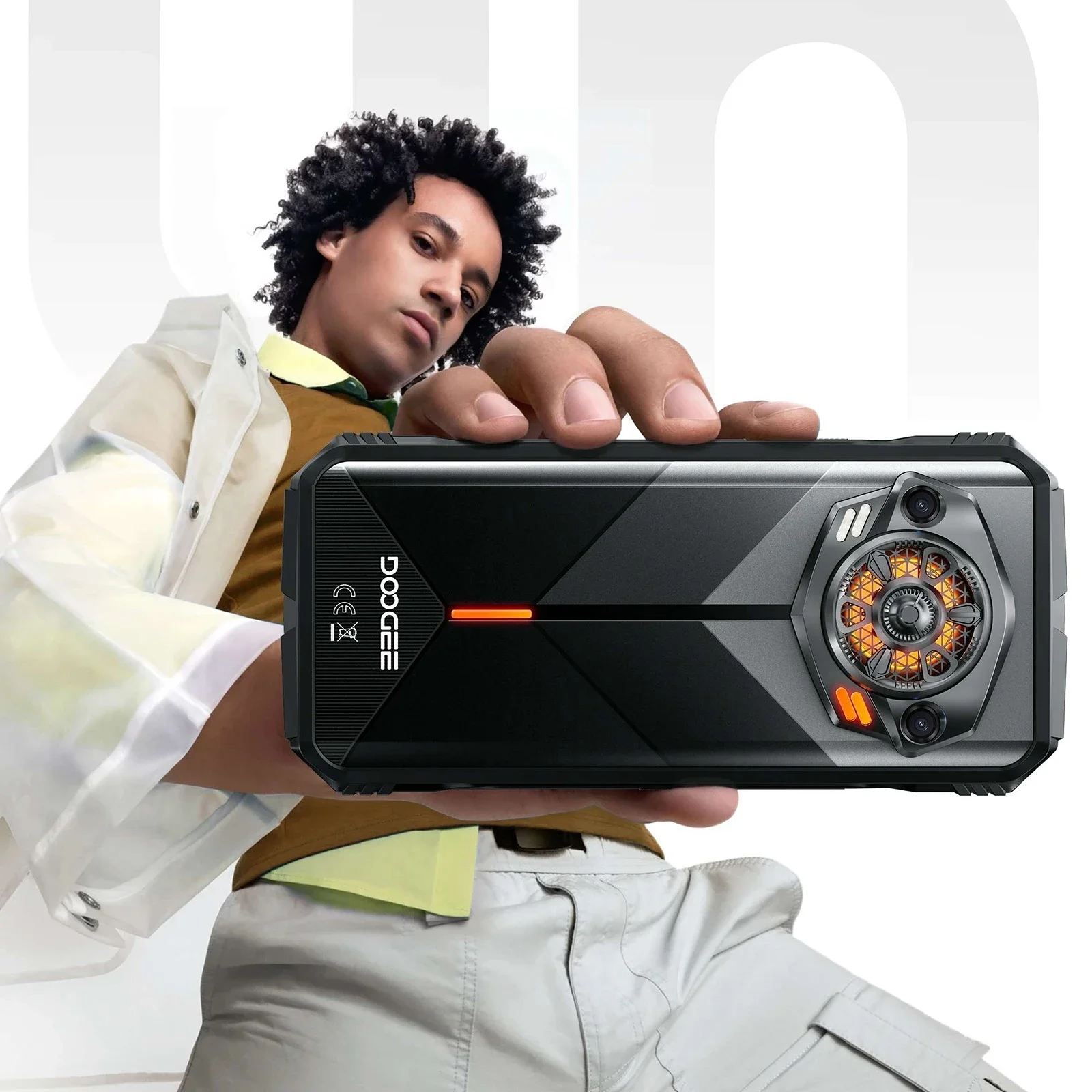 هاتف DOOGEE S Punk الذكي بإضاءة LED وشاشة 6.58 بوصة وذاكرة 16 جيجابايت (6+10) وذاكرة 256 جيجابايت وسعة 34 مم ومكبر صوت 50 ميجابكسل