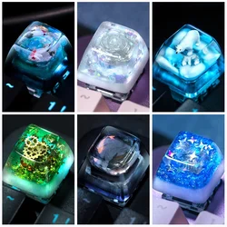 1 Piece Ice Rose/Polar Bear/Steampunk/Gear/Pond Fish/Koi/Stars Artisan Resin Keycaps ESC Mechanical Backlit Keyboard RGB Keycap