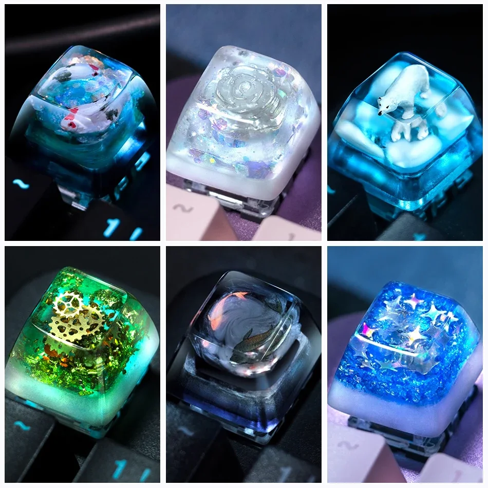 ESC 기계식 백라이트 키보드 RGB 키캡, 아이스 로즈 북극곰 스팀펑크 기어 연못물고기 코이 별 장인 송진 키캡, 1 개 ESC 기계식 백라이트 키보드 RGB 키캡, 아이스 로즈 북극곰 스팀펑크 기어 연못물고기 코이 별 장인 송진 키캡, 1 개