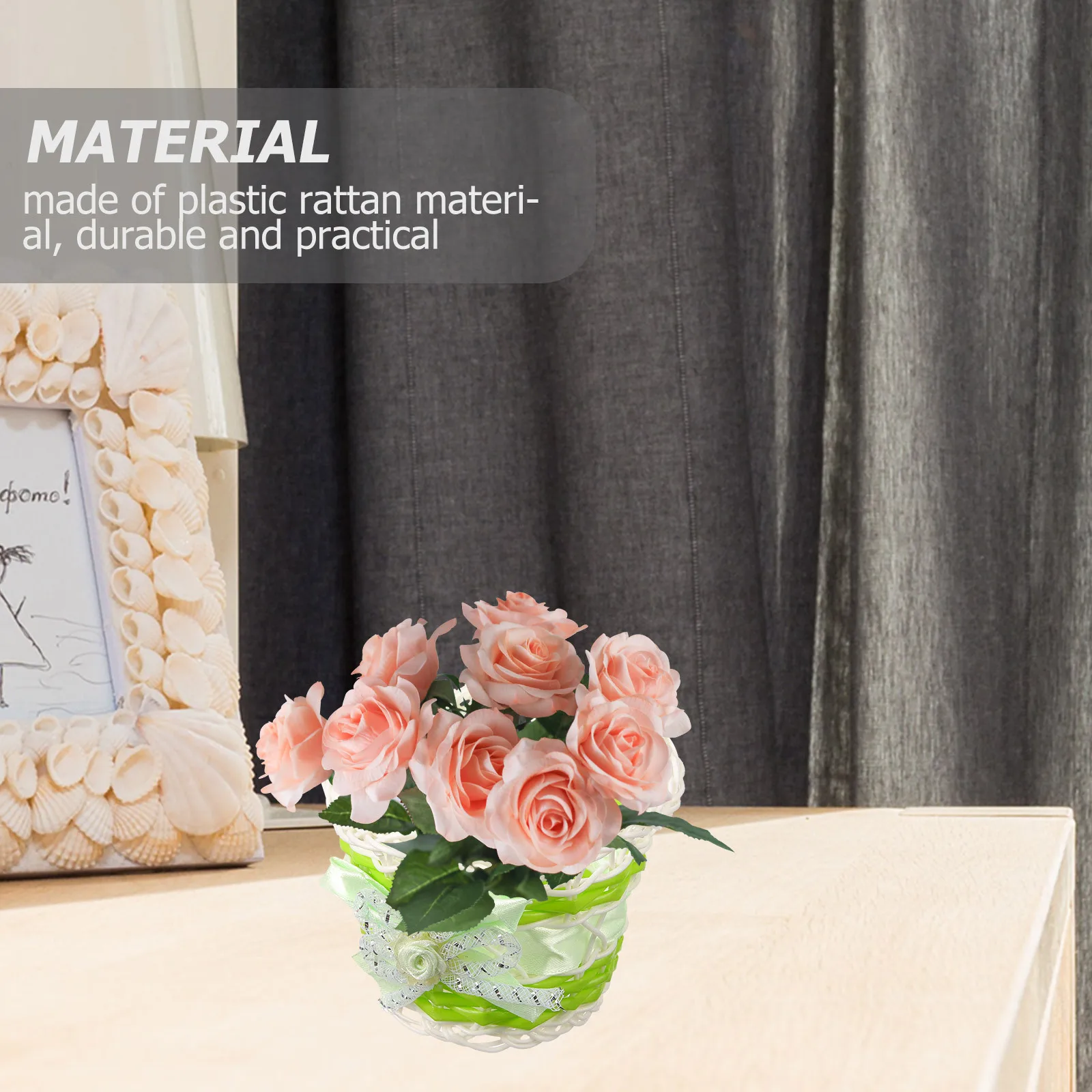 

4Pcs Mini Woven Plastic Rattan Flower Basket Storage Organizer Multi Purpose Decorative Plant Pot Holder Indoor Outdoor