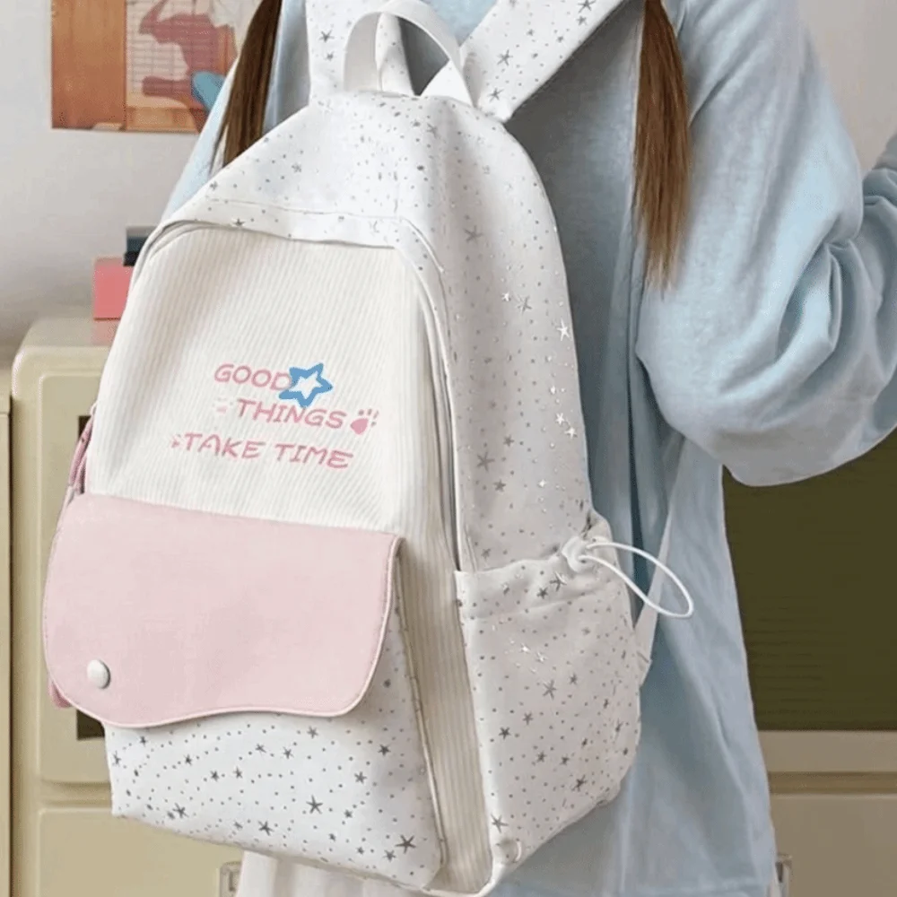 Fashion Sweet Cat Star Backpack Multicolored Minimalist Nylon Rucksack Lightweight Large Capacity Student School Bag Daily