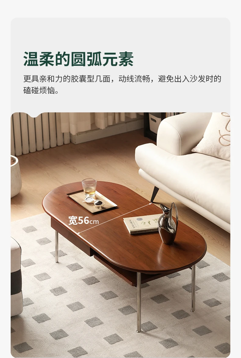 모든 원목 중세풍 커피 테이블 프랑스 레트로 티 테이블 소형 아파트 거실 가정용 미니멀리스트 이중층