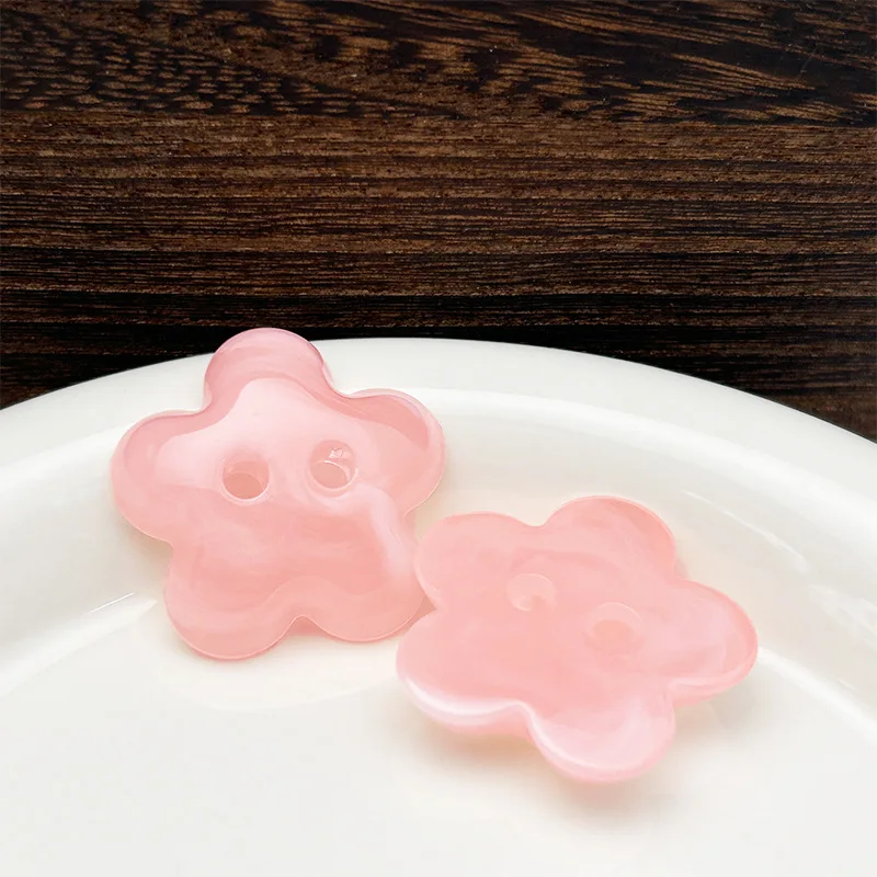 10pcs Colorful Resin Buttons Cartoon Plum Blossom Flower Button 2-Holes For Handmade DIY Sewing Supplies Clothing Accessories