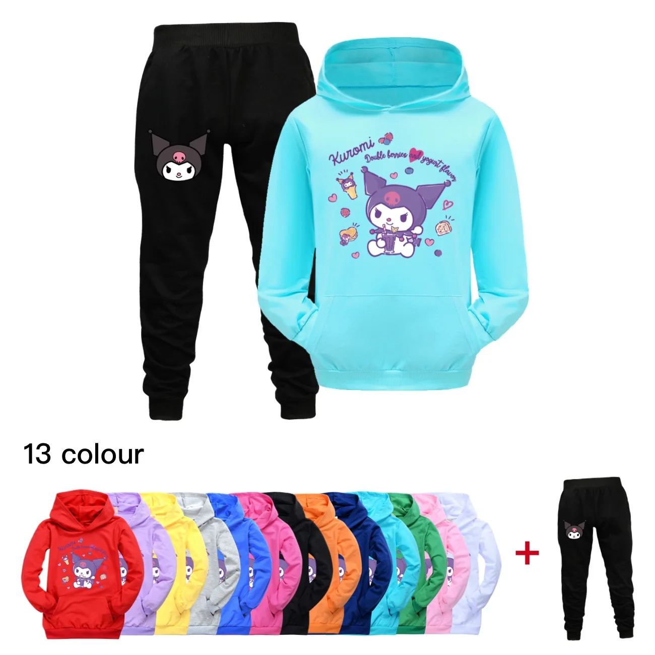 

Kuromi New Spring Autumn Clothing Set Kids Hoodies Pants 2pcs Set Boys Tracksuit Fashion Infant Girls Sport Suits 2978