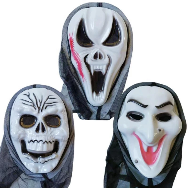 Horror Ghost Mask Children Realistic Scream Witch Skeleton Ghost Tricky Mask Kids Halloween Cosplay Party Costume Props 4-12Y