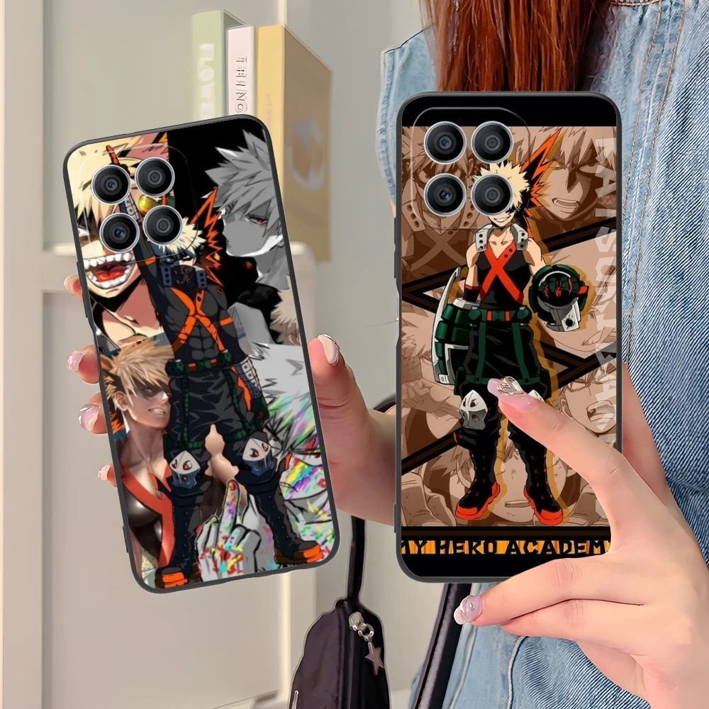 Caixa de telefone móvel preta com herói academia bakugo para huawei honra 90 80 70 60 50 30 20 10 9 8 7 pro s se lite 5g