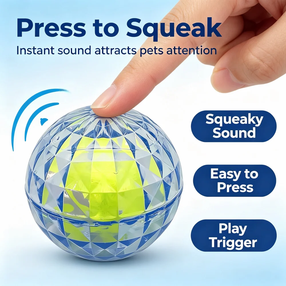 Durable TPR Dog Toy Ball Sound Producing Crystal Shape Geometric Texture Interactive Training Toy for Teeth Cleaning And Biting
