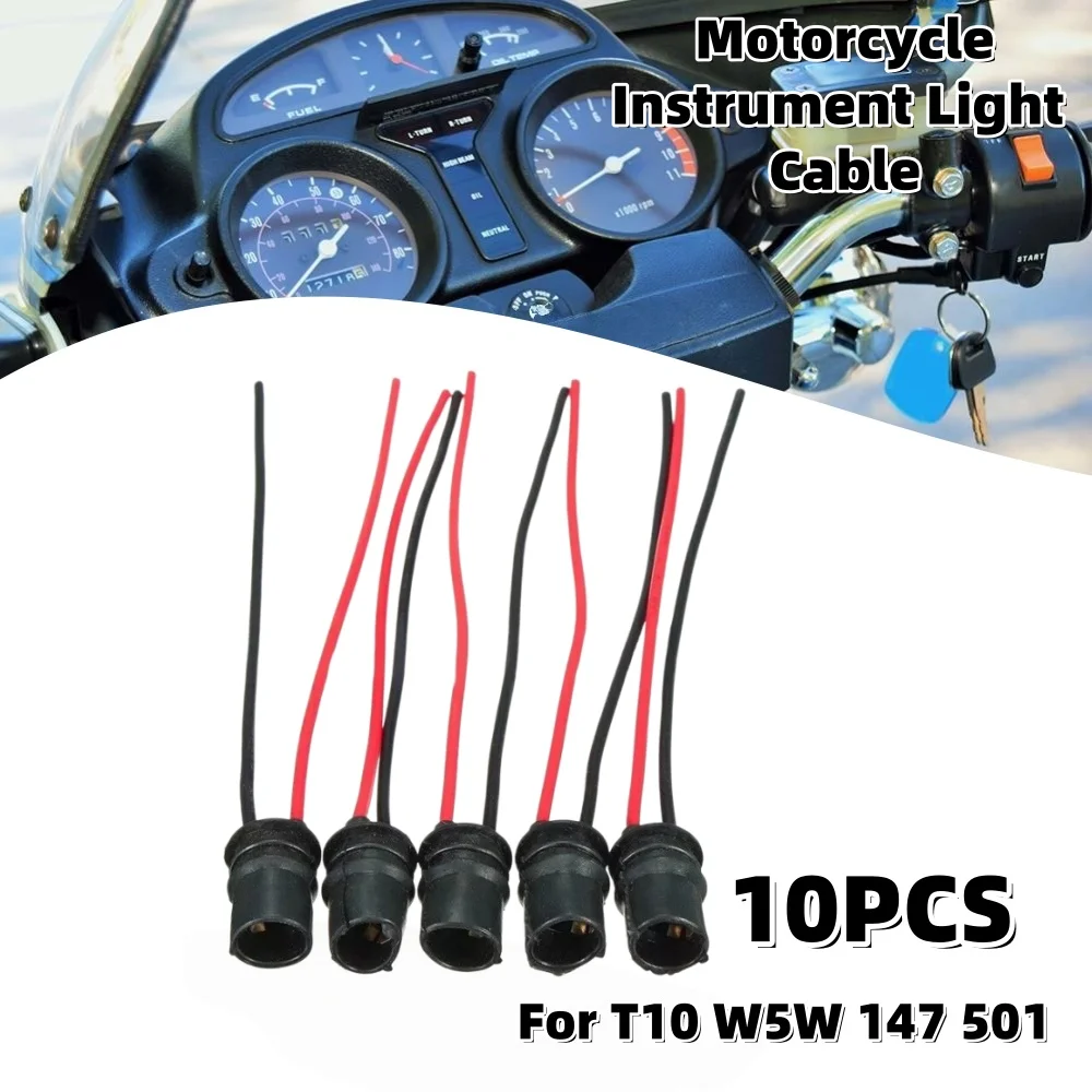 

Motorcycle Instrument Light Cables Adapters Socket For T10 W5W 147 501 Motorcycle Light Cable Light Bulb Round Socket
