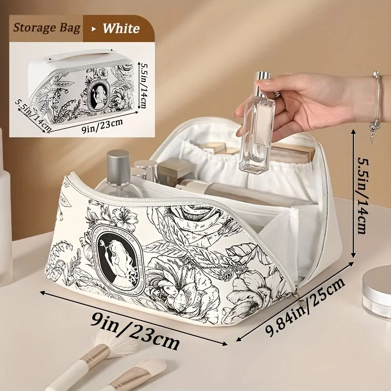 Cosmetic Bag Cosmetics Travel Large Capacity Storage Bag Portable Leather Cosmetic  Wash Bag Women Multifunctional Toiletry Kit