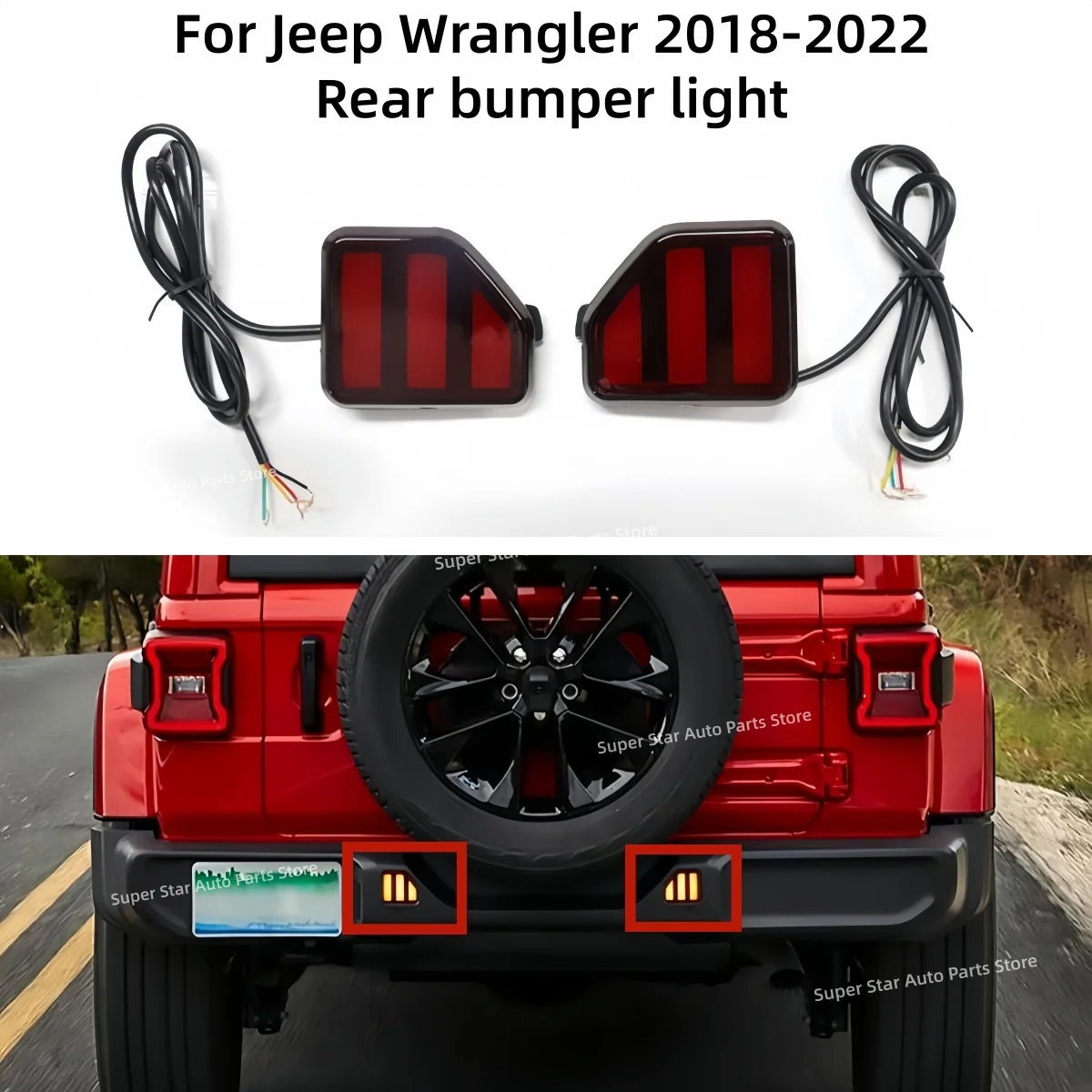 

For Jeep Wrangler 2018-2022 Rear bumper light Automobile parts Rear taillights Flowing water Turn signal Brake light Fog lamp
