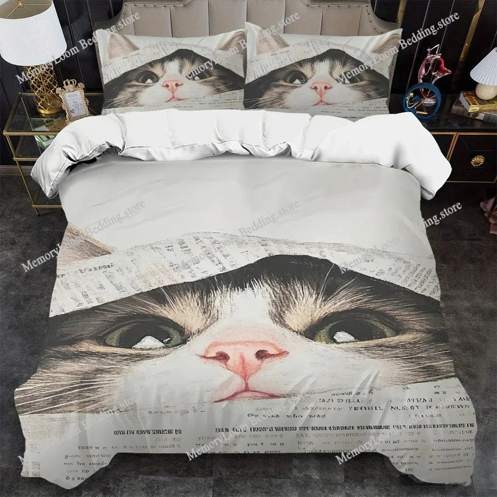 

Cute Cat Aesthetic Art Duvet Cover Set Home Style Bedding Soft Laundry Cotton Bed Four Seasons Student Dormitory Home Textile