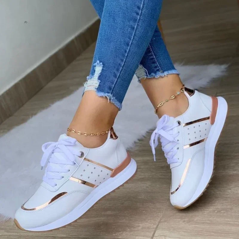 Buty damskie modne damskie trampki wygodne buty na platformie oddychające buty wulkanizowane zasznurować Zapatillas De Mujer