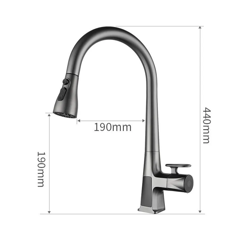 Kitchen Sink Intelligent Sensor Digital Display Pull-Out Faucet Non-Contact Switch Cold And Hot Three-Mode Outlet Basin Faucet