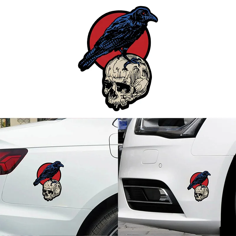 Retro Raven&Skull Vinyl Car Stickers, Gothic Stickers, Suitable for Decorating Cars, Motorcycles, Helmets, Fuel Tanks, Laptops
