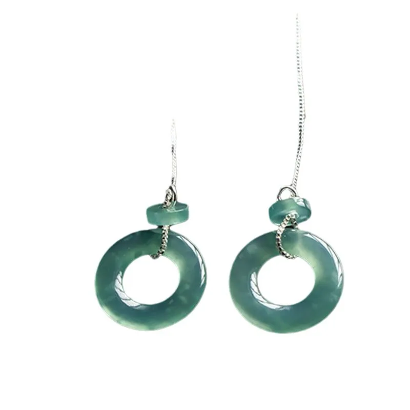 Natural Jadeite Donut Earrings Light Luxury Classical Women's Models