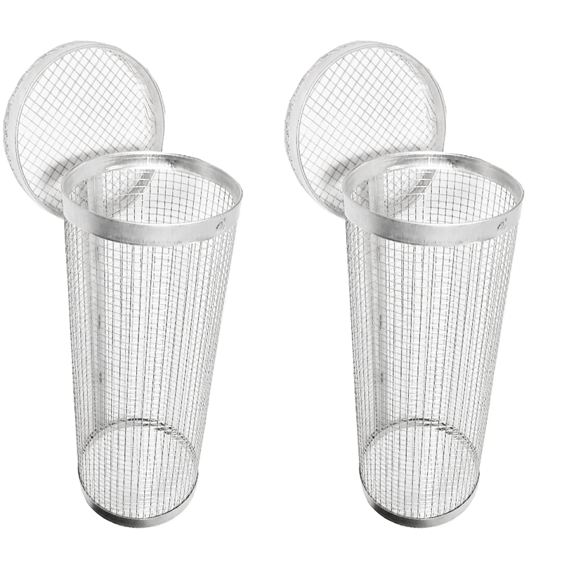 

2Pcs Stainless Steel Wire Mesh Cylinder Grilling Basket Outdoor Round Grill Basket For Grill