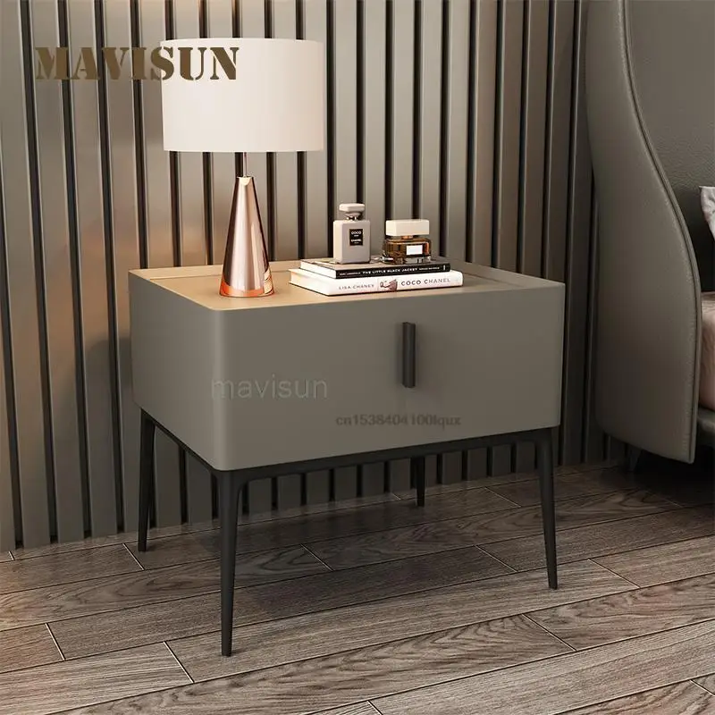 

Italian Style Minimalist Bedside Table Modern Drawers Nordic Bedroom Light Luxury Creative Furniture Storage Cabinet