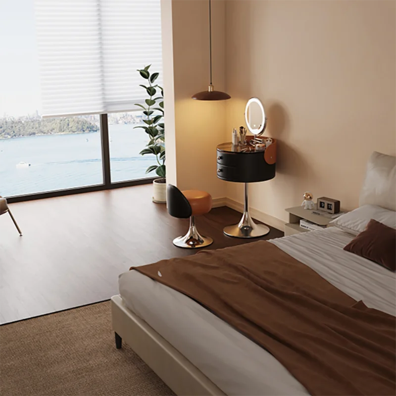 

Dimmable Nordic Lights Night Table Metal Round Narrow Cool Modern Nightstands Dressers Luxury Black Cabeceros Furniture Bedroom