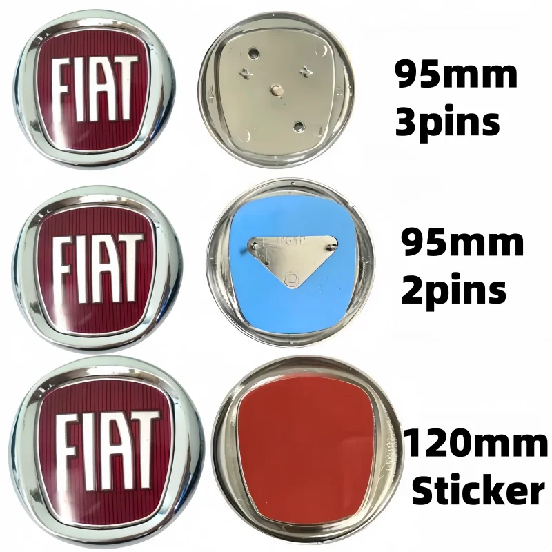 95mm 2pins 3pins Car Front Grill Emblem 60mm Wheel Caps for FIAT 500 Grande Punto Stilo Astra Bravo Panda Freemont Linea Strada