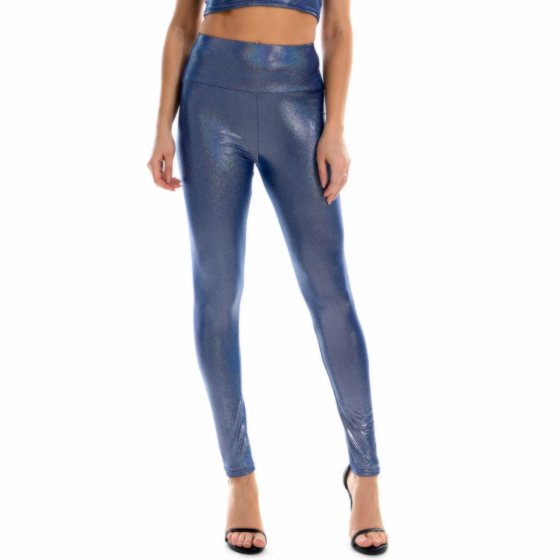 Women Metallic Leggings Shiny Skinny Pants High-Waisted Holiday Trousers Stretchy Streetwear Christmas Gift Gym Legging Elastic
