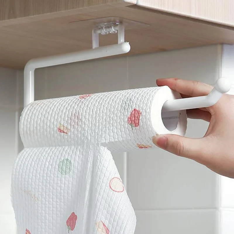 1PCS Kitchen Tissue Holder Hanging Toilet Roll Paper Holder Kitchen Paper Towel Rack Bathroom Cabinet Door Hook Holder Organizer