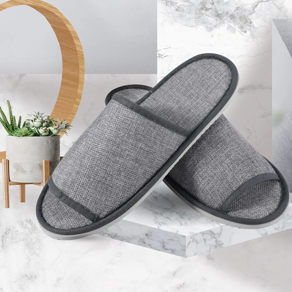 3 Pairs Hotel Slippers Shoes Guest Disposable Slippers Loafer Wedding Shoes Flip Flop Slippers Linen Home Four Seasons Non-slip