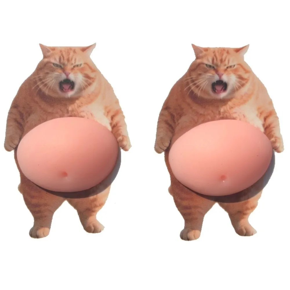 2Pcs New Soft Silicone 3D Cat Belly Stickers Self-Adhesive Cartoon Kitten Animal Decals Bubble Sticker Phone Case Decoration