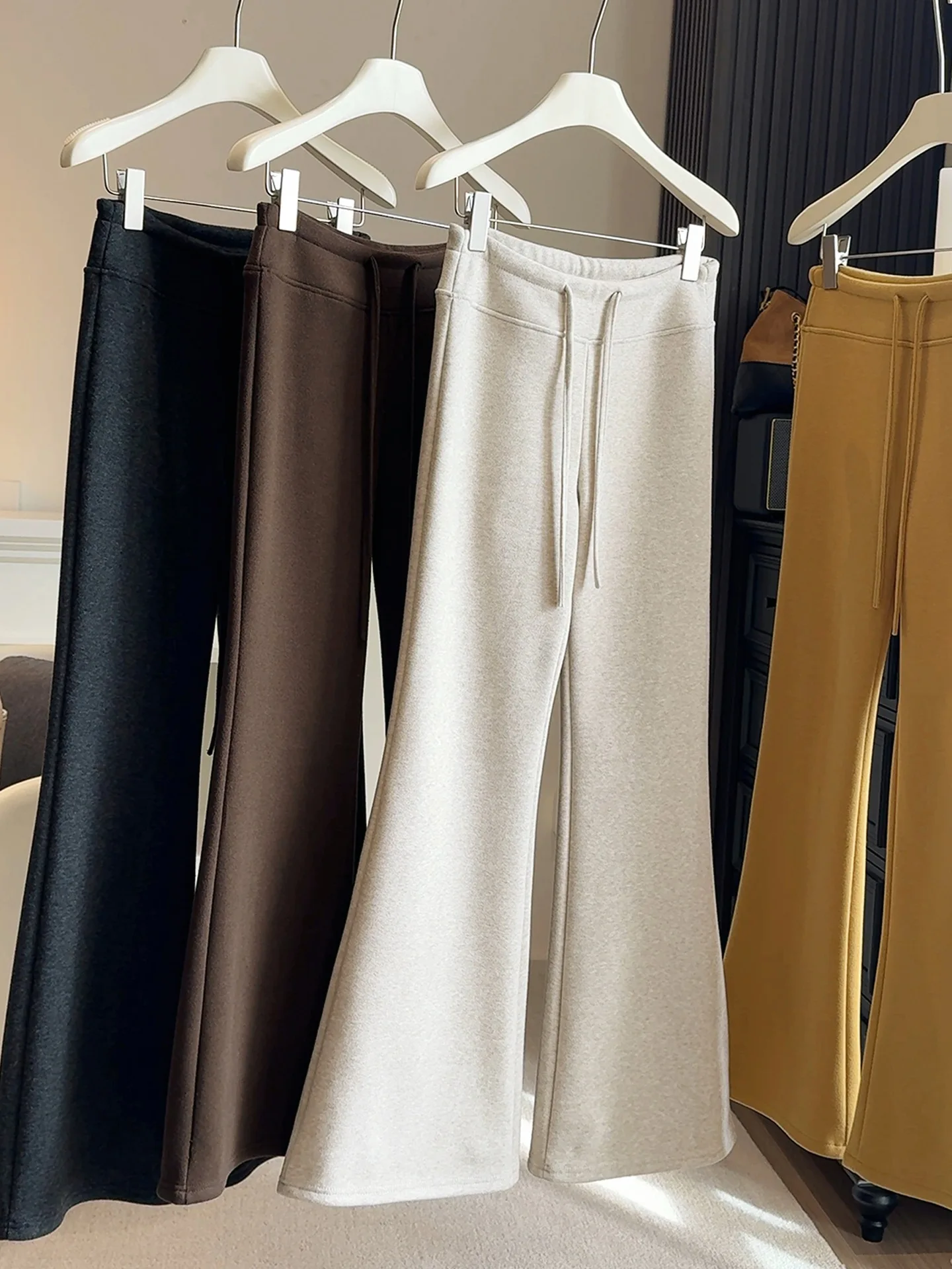 

Women's High Waist Fce Lined Slim Straight Yoga Pants Casual Wide Leg Pants Autumn Winter Comfortable Slimming Soft Pants