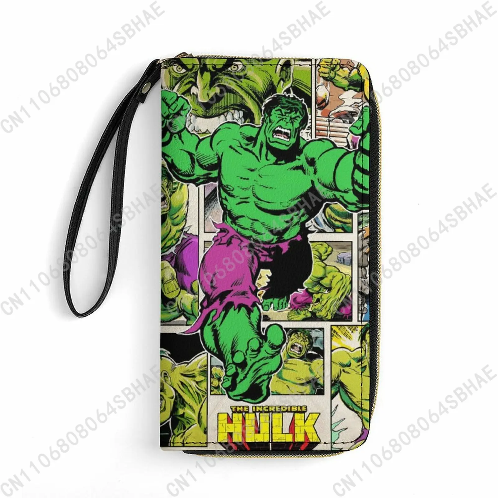 

Marvel The Incredible Hulk Custom PU Leather Wallet Rope Handle Small Portable Card Holder Men Women Purse Gift Friend Cosplay