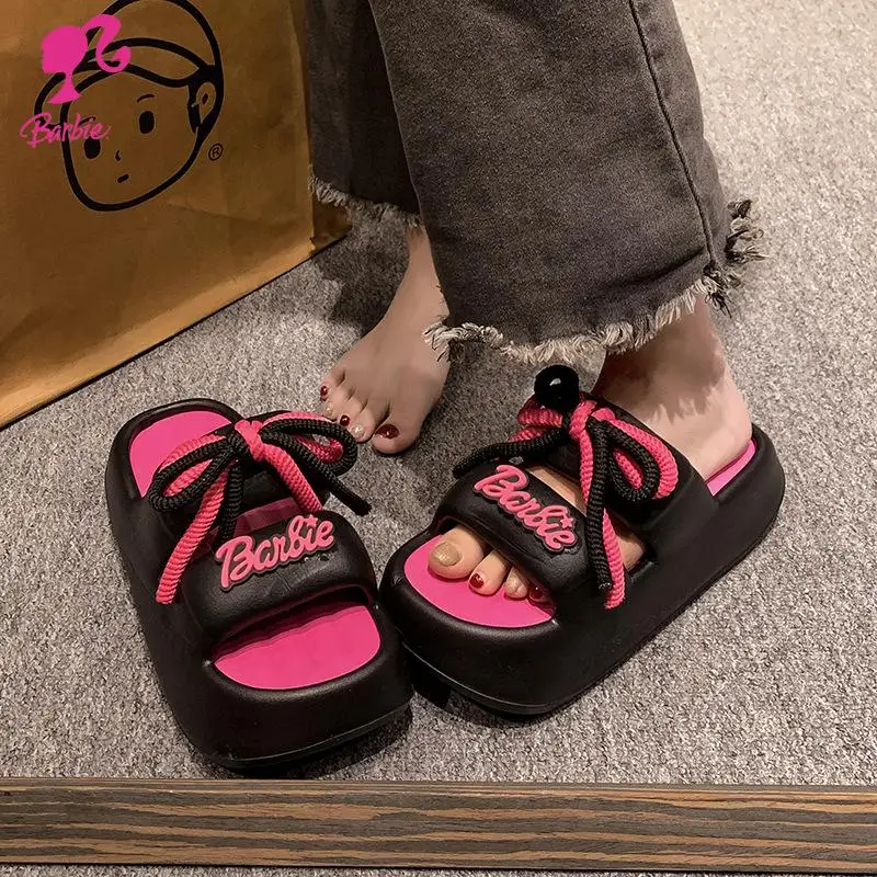 Women's Thick Sole Slippers Eva Soft Bottom Anti-Slip Wear Outside Slippers Anime Cartoon Barbies Summer Anti-Slip Cute Sandals