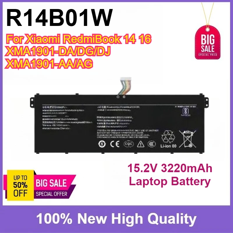 High Quality 15.2V 48Wh 3220mAh Laptop Battery R14B01W For Xiaomi RedmiBook 14 16 XMA1901-DA/DG/DJ XMA1901-AA/AG