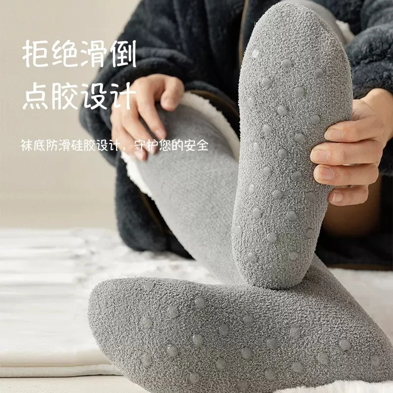 Long Socks Woman&Man Stocking Over the Knee Wool Thicken Keep Warm Calcetines Snow  Winter Warm Solid  men Floor sleep Sock