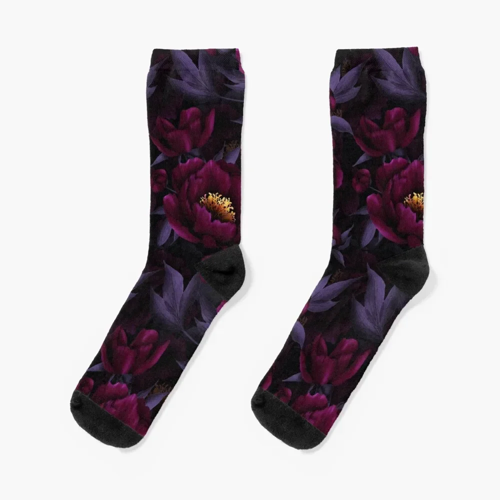 Purple Hand Drawn Watercolor Peonies Pattern Socks football Men's Running Boy Child Socks Women's